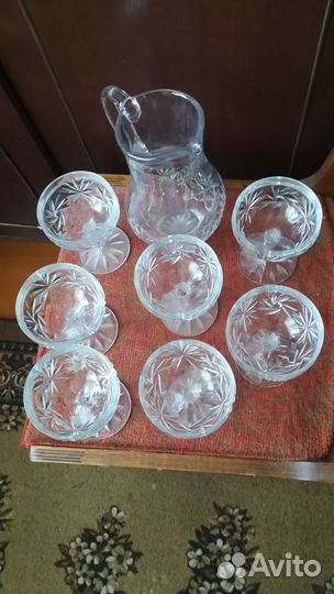 Кувшин, бокалы, рюмки хрусталь СССР