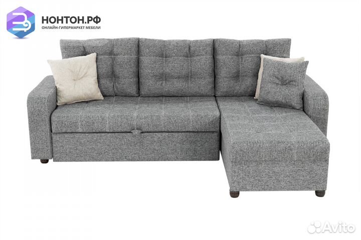 Диван угловой дельфин Ливерпуль рогожка серая