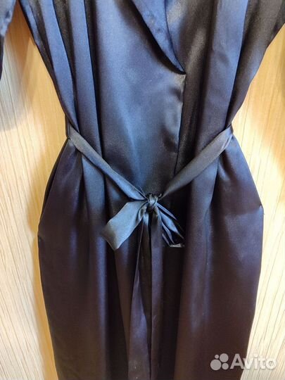 Халат чёрный шёлковый (р 50-52)