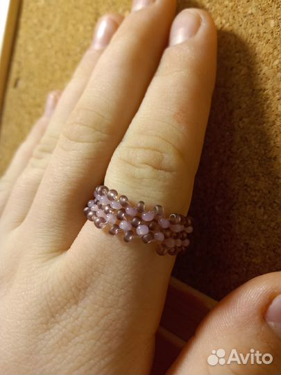 Кольцо из бисера,фиолетовое