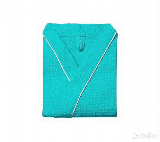 Халат вафельный Home One с кантом изумруд 48