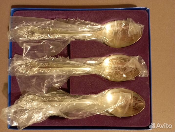 Набор чайных ложек с позолотой 6шт в коробке новый