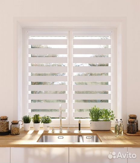 Штора рулонная День-Ночь 72,5x160 снежно-белый;