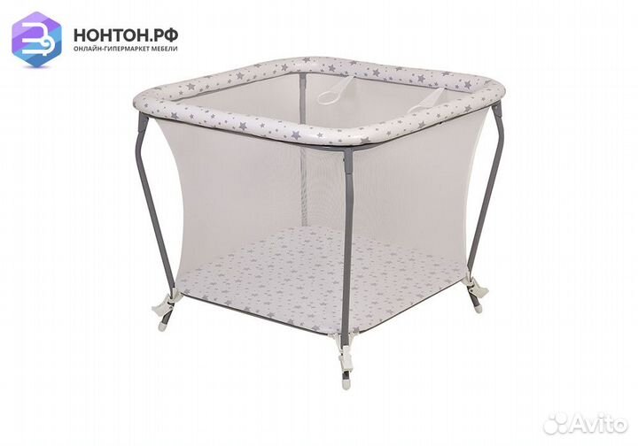 Манеж Квадрат принт Звезды / белый / серый