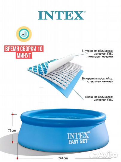 Надувной бассейн Intex новый