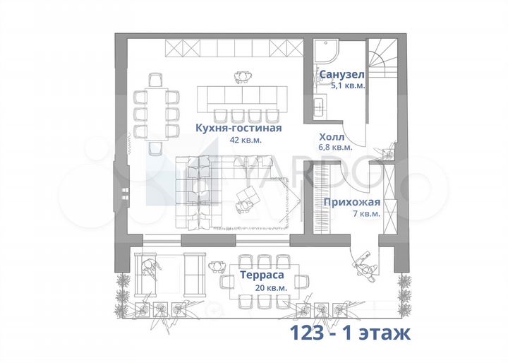 Таунхаус 123 м² на участке 2,5 сот.