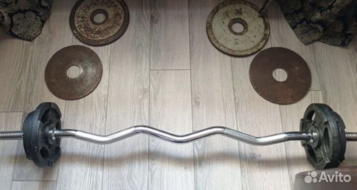 Гриф EZ - образный с блинами