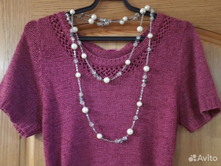 Джемпер туника с коротким рукавом 46 Англия бохо