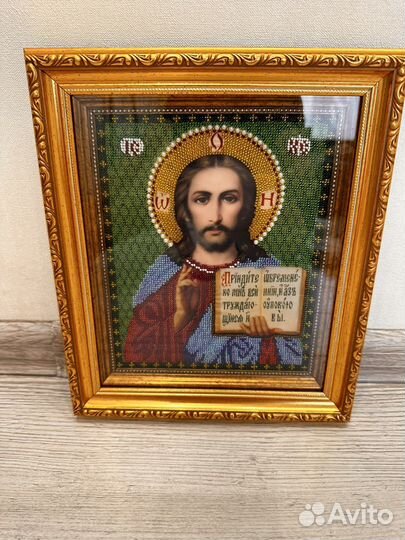Икона из бисера Иисуса Христа