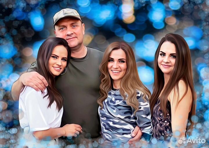 Портрет по фото на холсте