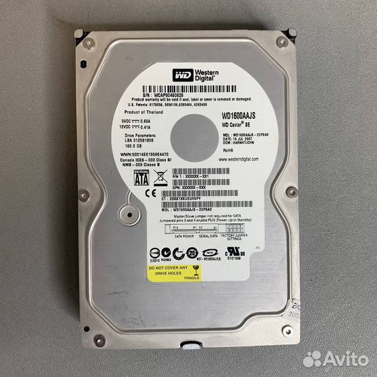 Western Digital WD Blue 160 гб WD1600aajs