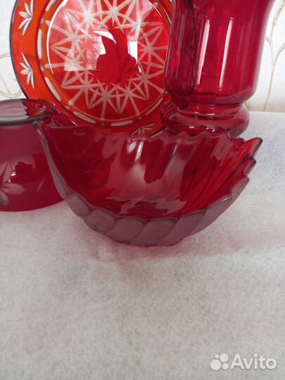 Салатники рубиновое красное стекло хрусталь