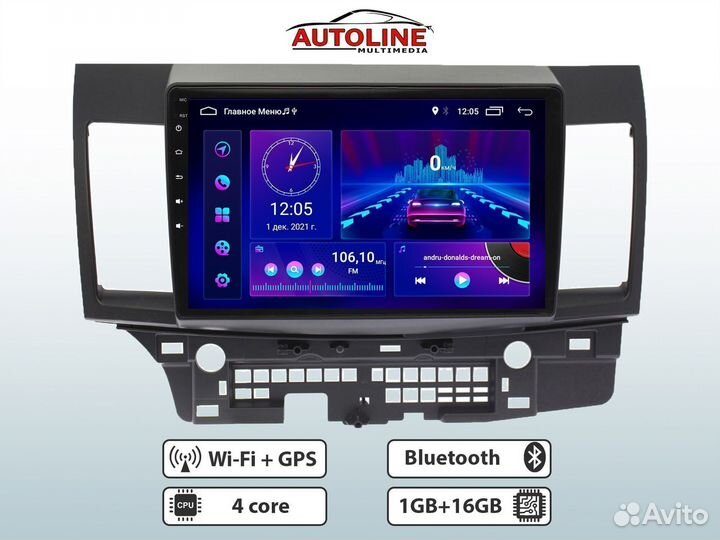 Магнитола Mitsubishi Lancer X (2007-2012). 1/16 AW