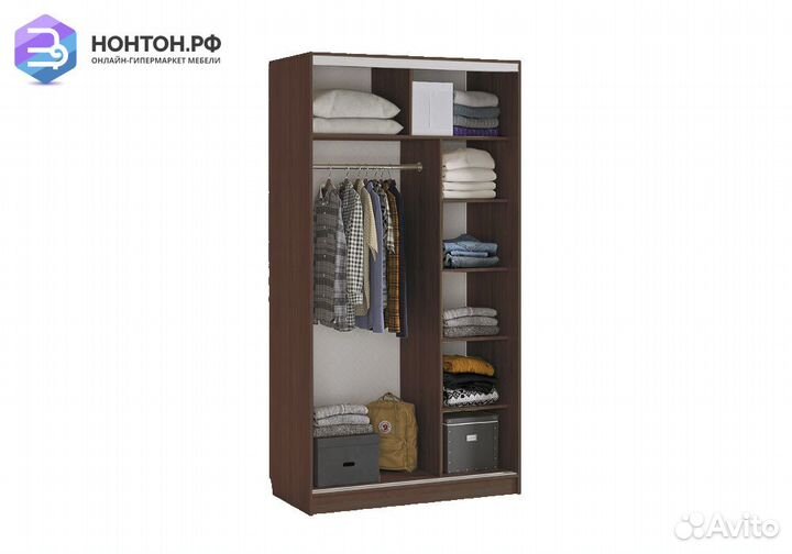 Шкаф-купе Рио 2-600 с зеркалом венге / белый