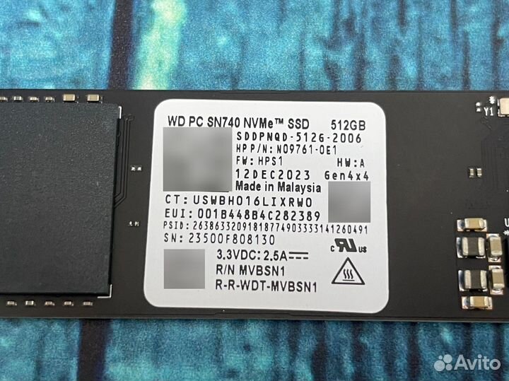 SSD M2 nvme 512GB Western Digital SN740 PCI-E Gen4