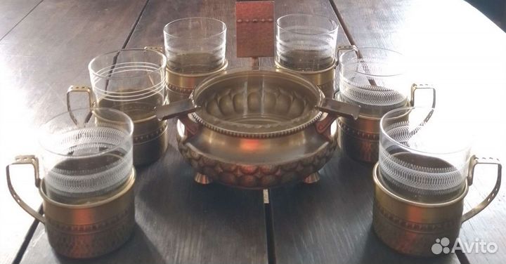 Комплект старинных латунных подстаканников