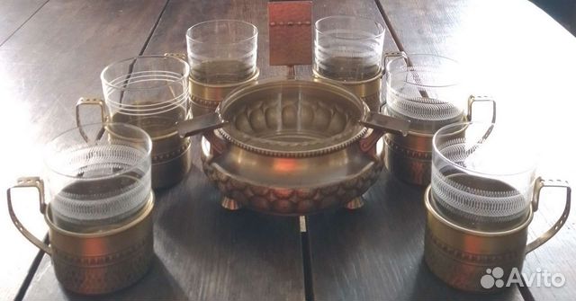 Комплект старинных латунных подстаканников