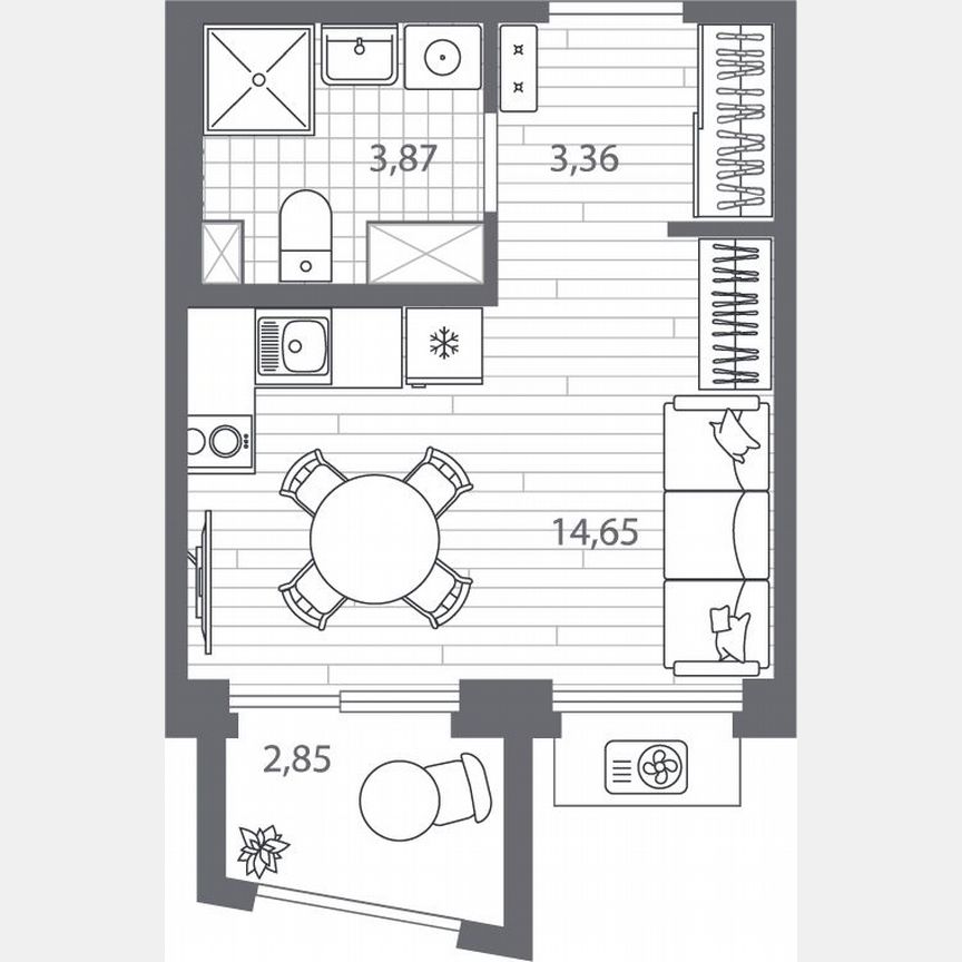 Квартира-студия, 22,7 м², 8/13 эт.