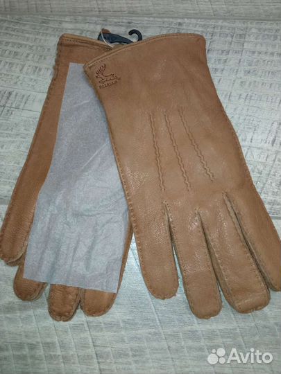 Мужские кожаные перчатки цветные олень кожа Н/швом