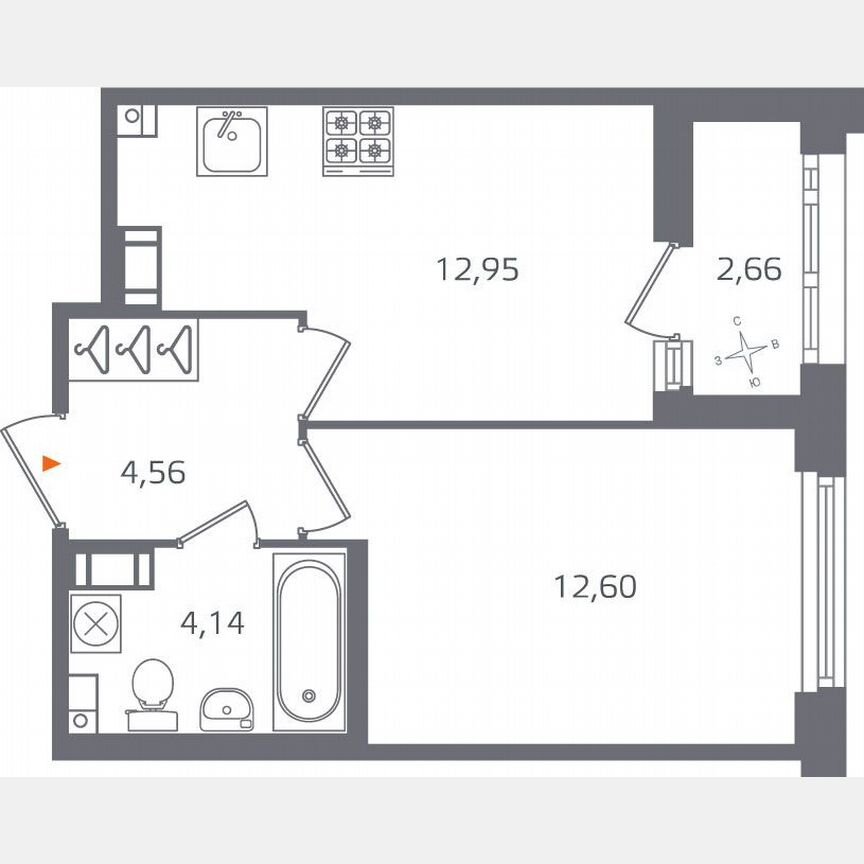 1-к. квартира, 35,6 м², 8/17 эт.
