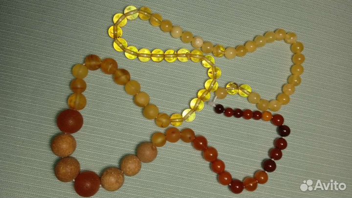 Бусы янтарь натуральн, пейзаж, новые, Калининград