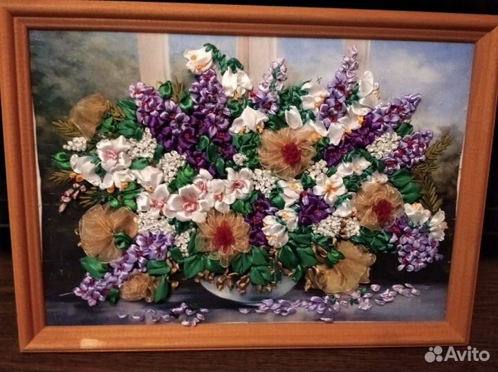 Картины вышитые атласными лентами