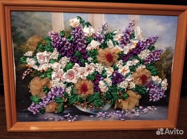 Картины вышитые атласными лентами