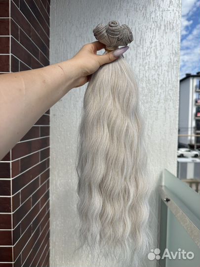 Волосы для наращивания 50 см пепельный блонд волна