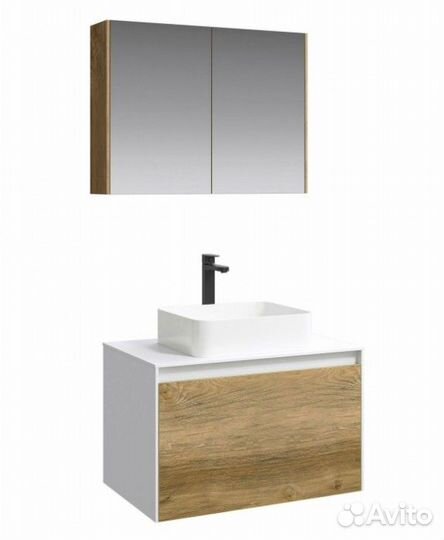 Мебель для ванной Aqwella Mobi 80 белая фасад дуб балтийский
