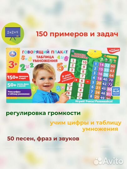 Говорящий плакат Таблица умножения