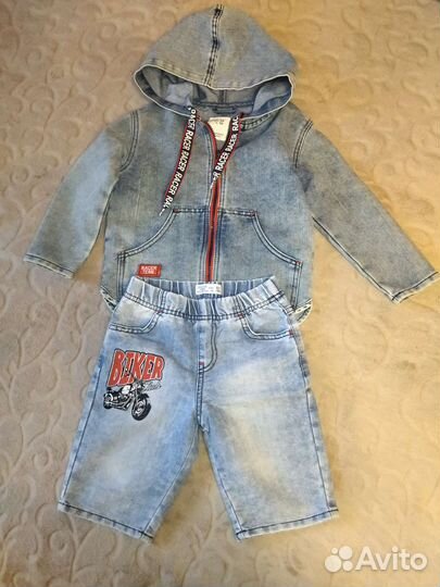 Джинсовая ветровка и шорты на мальчика 104 размер