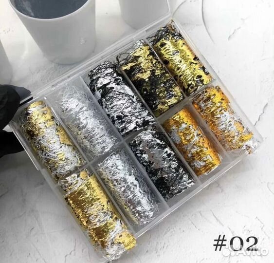 Фольга сетка для ногтей поталь+сетка