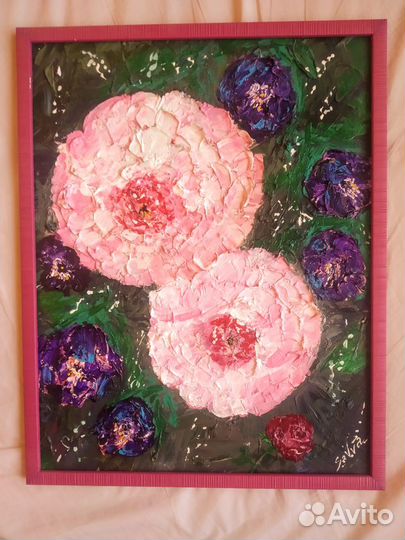 Картины Розы Цветы Масло Рама Холст