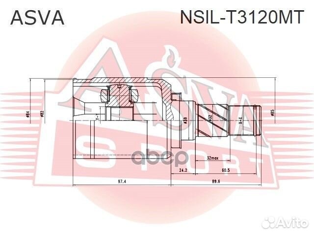 ШРУС внутренний левый 33X39X29 nsil-T3120MT asva