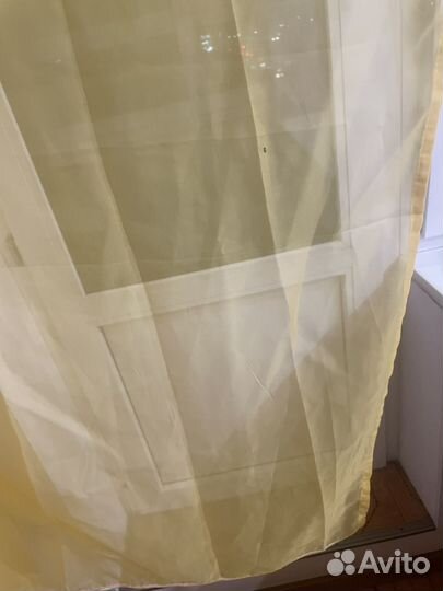 Штора органза ярко желтая