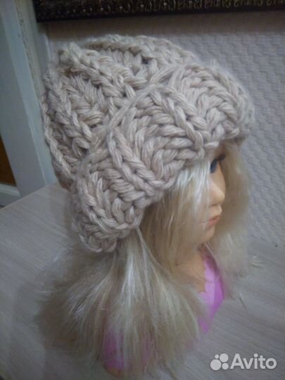 Шапка вязанная, крупной вязки(зима)