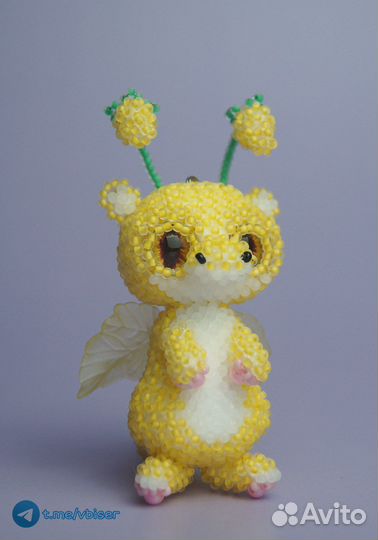 Брелок амигуруми из бисера дракон ручная работа