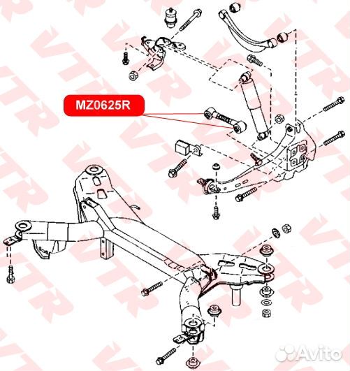 MZ0625R Сайлентблок попеперечной развальной тяги задней по