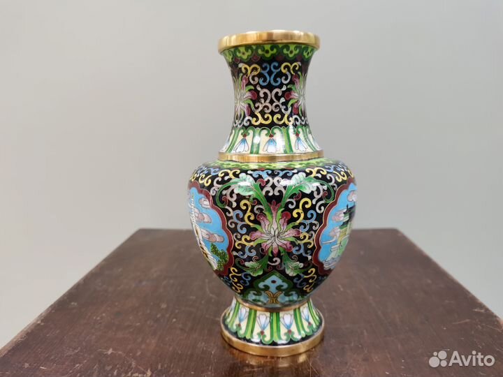 Ваза Китай Япония клуазоне 1950 годы эмаль