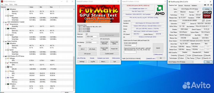 Игровая Asus RX470 8Gb - как новая