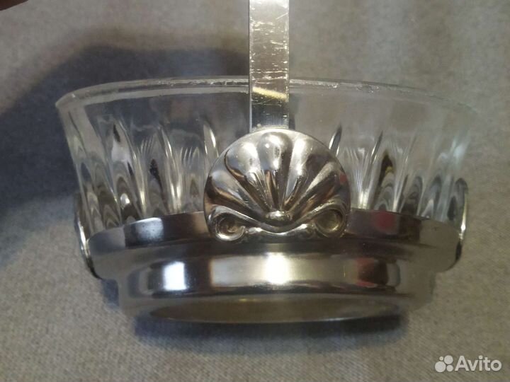 Конфетница хрустальная в мельхиоре. Прошлый век