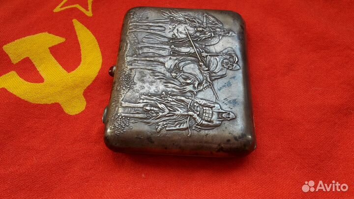 Портсигар Три богатыря Серебро В.М.Ф. СССР 1952 г