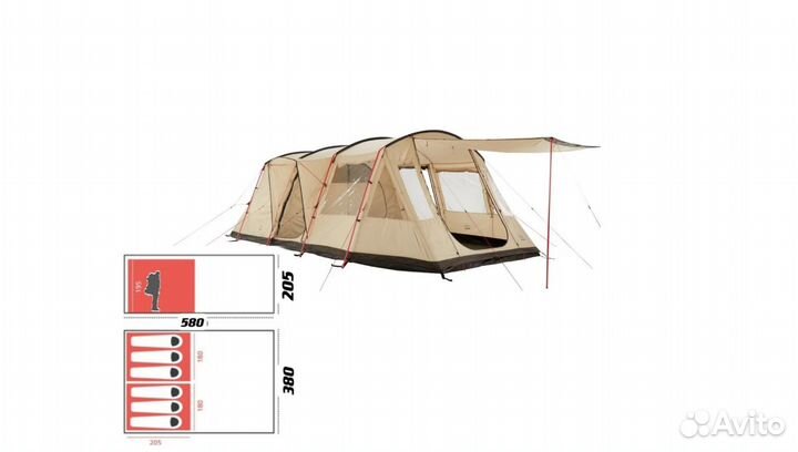 Демпинговая палатка 6 местная с тамбуром