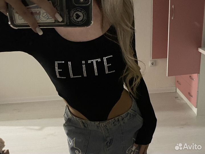 Лонгслив со стразами swarovski y2k