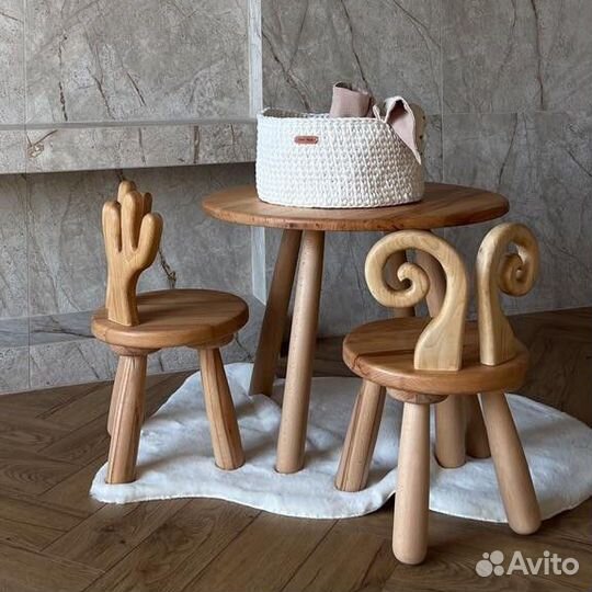 Детский деревянный стол и стул из массива бука