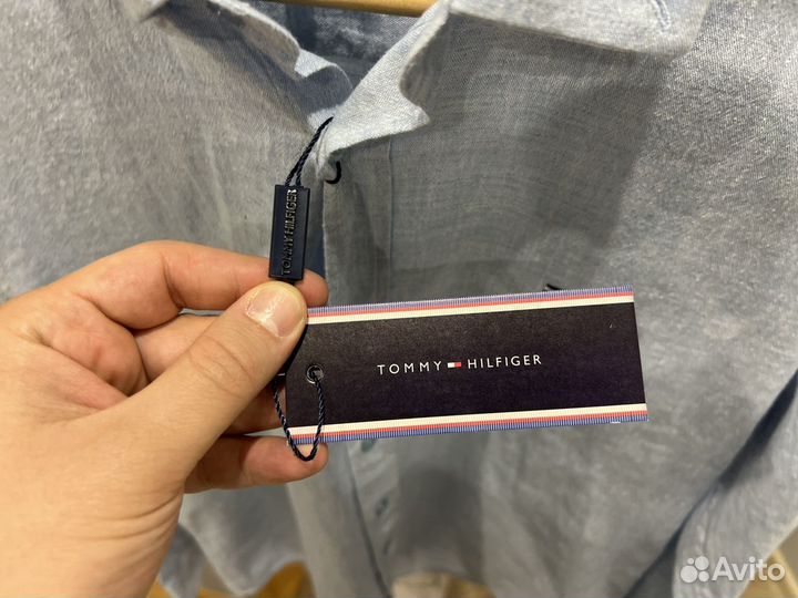 Летняя мужская льняная рубашка Tommy Hilfiger