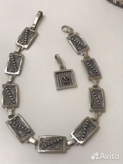 Серебряный браслет,подвеска