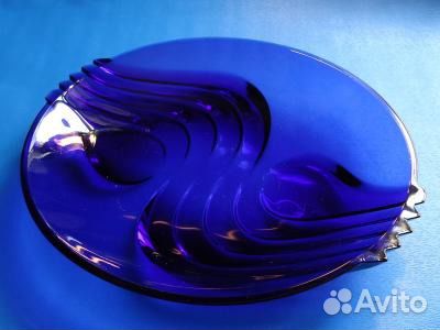 Фруктовница.Блюдо.Кобальт.Стекло.гдр