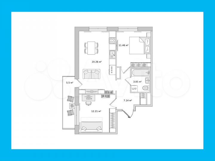 2-к. квартира, 60,4 м², 9/16 эт.