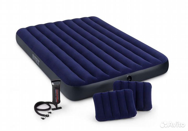 Матрас надувной intex 152*203*25 с подушками и нас